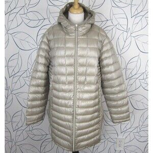 Calvin Klein Hooded Packable Premium Down Puffer Jacket Soft Champagne Size 2X